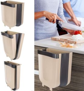 Iway Hanging Trash CanFoldable Waste Bin Folded for Kitchen Cabinet Door Home Garden Office School Kitchen Bathroom Dry and Wet Separation Garbage Cabinet 8L