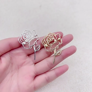 Delicate Rose Shaped Brooch Flower Antique Finish For Jackets Scarves Handbags Party Wear Accessory