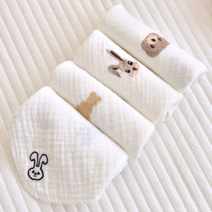 Class A Cotton Gauze Baby Bibs Saliva Towel Cartoon Embroidery Newborn Square Towel Face Towel 25CM