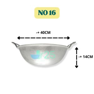 wajan kuali katel cekung dalam ukuran jumbo no 16 18 20 aluminium tebal anti lengket serbaguna