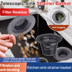 Retractable Folding Household Sink Waste Strainer Water Filter Large Drainage Anti-Blocking Large Drain Strainer Basket