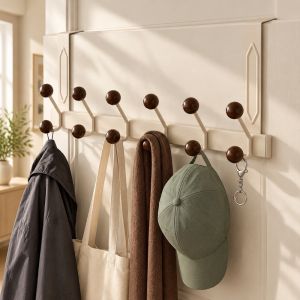 FORUM Carbon Steel Door Hanging Coat Rack Removable No-Punch Door Back Hook Rack Durable Space Saving Wall Mount Clothes Hanger for Entryway Door