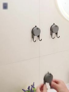 Suction Cup Hook Hanging Paper Towel Hook No-Drill Bathroom Kitchen Door Back Clothes Hook Double Hook Strong Load-Bearing Hook [ Free Shipping ]
