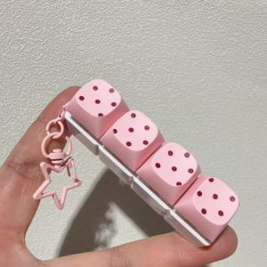 CHUN053634 3/4/6/9 Keys Fidget Keychain Polka Dot Pattern Button Keycap Bag Pendants  with Lights Keycap Fidget Toy for Adult Kid