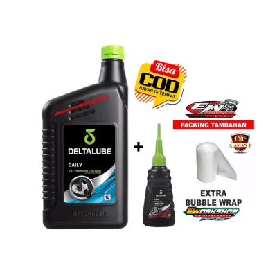 ( PAKET OLI )OLI DELTALUBE DAILY 757 PREMIUM MATIC SAE 10W30 1 L Liter + OLI GEAR 120 ML100% Original Product