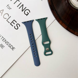 สายซิลิโคนแบบนิ่มสำหรับนาฬิกา Apple อัลตร้า49มม. 45มม. 44มม. 42มม. 41มม. 40มม. 38มม. ตัวล็อกแบบผีเสื้อสายรัดที่มีสีสันตัดกันสำหรับ IWatch Series 9 8/SE7/6/5/4/3/2/1