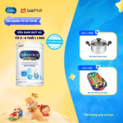[CHỈ TỪ 25-29/08 MUA LÀ CÓ QUÀ] Sữa bột Enfagrow A2 Neuropro 4 1.7kg giúp dễ tiêu hóa hấp thu dành cho trẻ 3-6 tuổi