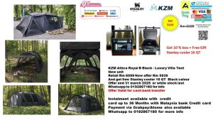 KZM Attica Royal B Black - Luxury Villa Tent. Authentic frm KZM outdoor . free Stanley cooler 16 QT