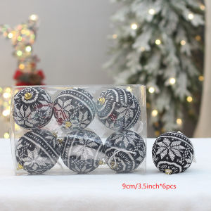 New Christmas Tree Decorative Ball Knitted Fabric Boxed Red and Grey Christmas Ball Festive Scene Arrangement Pendant