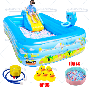 kolam renang anak murah/kolam renang anak 1 set pompa/kolam renang anak/kolam berenang anak jumbo murah/Kolam Renang Anak Dasar Gelembung Empuk Bentuk Kotak Crystal Rectangular Pool Murah/ Mandi Bola Ocean Pool Ukuran Besar PERSEGI PANJANG KARET BAHAN