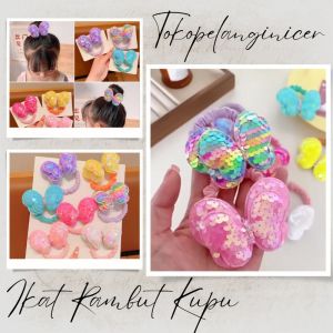 Ikat Rambut Anak Motif Pita Kupu / Kunciran Rambut Manik Kilau / Aksesoris Rambut Anak Perempuan / Ikat Rambut Model Kupu Pita