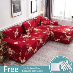 (L Shape Need to Buy 2 PCS) Universal Sofa Cover Stretchable Armless Sofa Seat Cover Cleopatra Sofa Cover Sofa Cover Set of 3 Pcs on Sale I Shape L Type Sofa Set Cover with Free Pillowcase Foam Stick Full Cover
