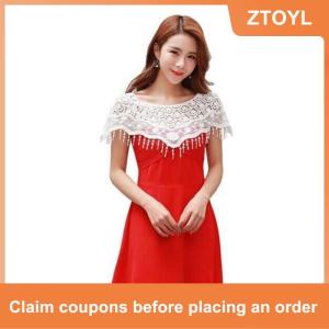 【ZTOYL】 Phụ nữ Đan Rỗng ra Khăn choàng quấn đám cưới cô dâu buổi tối ăn mặc ren khăn choàng đám cưới hướng dương ren khăn SHRUG CAPE Poncho
