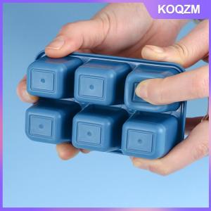 KOQZM Silicone Ice Cube Mould with DIY Lid 6 Grid Soft Bottom ce Cube Mold Square Fruit Ice Cube Maker Tray Kitchen Bar Tools Acces