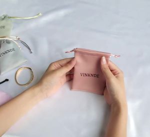 50 custom-printed silk gift bags with logos satin drawstring pouches suitable for holding hair accessories cosmetics mobile phones and for packaging and storage.