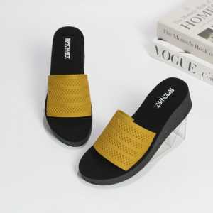 Arkn Sandal Wedges wanita Trendy Sendal selop kekinian Motip Rajut Import terbaru2024