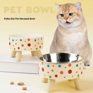 BEIERWA สแตนเลสสวยสง่าชามให้อาหารสุนัขยกระดับพร้อมลวดลายตกแต่งสำหรับอ่างอาบน้ำแมวและสุนัขดีไซน์ป้องกันการหกสำหรับป้อนอาหารและรดน้ำ