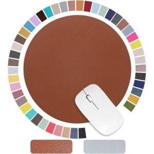 NOBLELYN Solid Color Leather Mouse Pad Waterproof Double-side Computer Mouse Pad Simple Design Stain-Resistant Round Mouse Pad