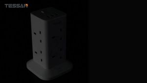 [Beatriz] Power Extension Vertical/Tower Row Multi Plug Tower Extension Socket Surge Protector Extension Cord with Switch