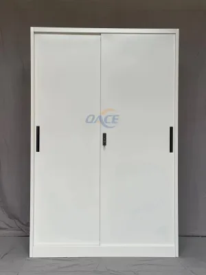 Sliding doors steel wardrobe white 185x120x50cm(FREE Assemble)
