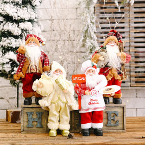Christmas Santa Claus Standing Figure Doll Sack Gifts Holiday Decoration