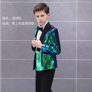 Suit For Boy Children Day Glitter Dress Stage Walk Show Piano Performance Pageboy Wedding Personality Kid Coat