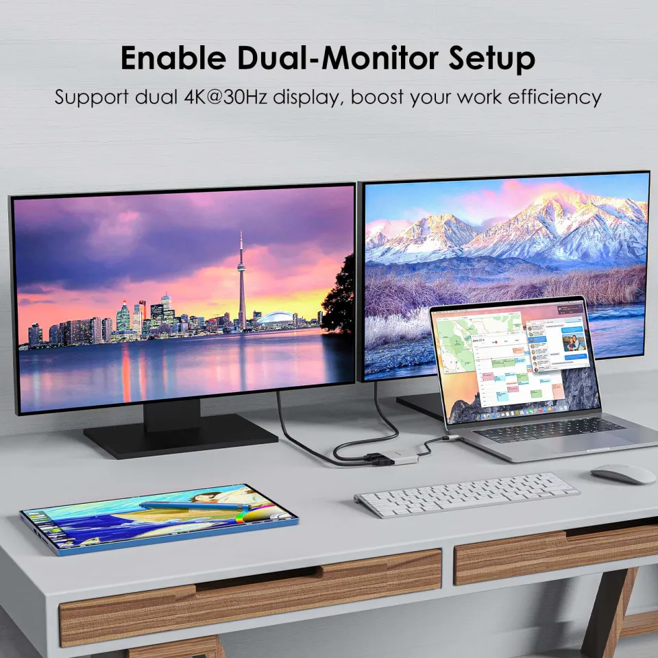 Wavlink 3-In-1 USB-C to Dual 4K HDMI Splitter Adapter Hdmi