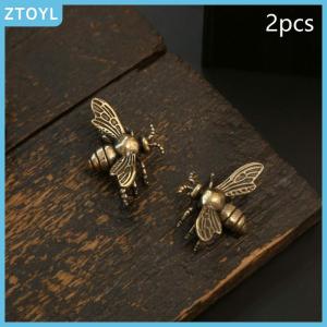 ZTOYL  Vintage Brass 1pc 2pcs Mini Bee Collectible Figurines - Handmade Antique Desk Decorations - Ideal Gift For Home Office Collector