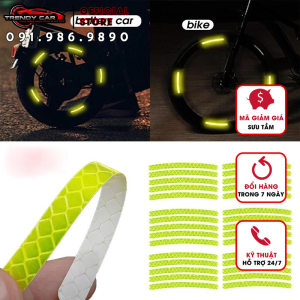 20 Miếng Dán Phản Quang Trục Bánh Xe Ô Tô Miếng Dán Trang Trí Màu Xanh Lá Cây Dạ Quang Dải Phản Quang Thông Dụng Cho Xe Máy Xe Đạp 5 Màu