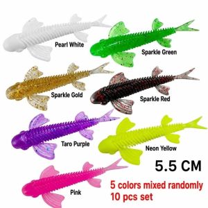 DIVATEN 10PCS Soft Winged Split‑Tail Swimbait Glitter‑coated Multicolor Butterfly Wing Soft Minnow Vibrant Flexible Floating Wing Fin Shad Lure All Waters