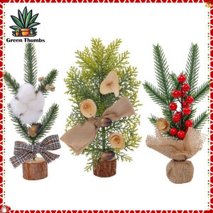 25/30cm Christmas Tree Green Small Pine Tree Sisal Silk Cedar New Year Xmas Party Desktop Ornaments