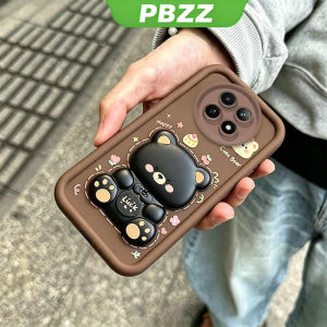 PBZZ Case for realme 12 pro plus 5g 12 pro 5g 12 plus 5g phone casing Softcase Silicone shockproof Cover new design aesthetic with holder 360 ° rotate cute black Bear for boys JTXX2