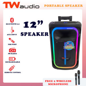 TW AUDIO BY TECHWOO 12 INCHES PARTY SPEAKER WITH LED LIGHTS/ 2 WIRELESS MIC TWA-PARTY PRO-12