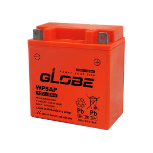 Ắc quy Globe WP5AP 12V - 5Ah 70CCA miễn bảo dưỡng - dùng cho xe máy