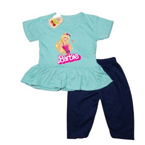 DYGO PAKAIAN STELAN ANAK PEREMPUAN BABYDOLL SABLON DTF MOTIF BARBIE 1-4 TAHUN BISA COD