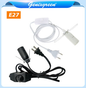 Dây Cáp Nguồn 1.8M Có Công Tắc Bật Tắt Điều Chỉnh Độ Sáng Kẹp Kim Loại Đế Đèn E27 Phích Cắm EU Giá Đỡ Đèn Treo Dây Cắm Cho Đèn Đá Muối