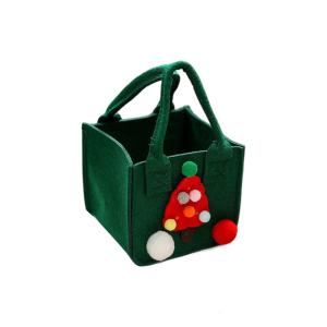 Reusable Christmas Felt Bag Decorative Apples Holder With Handle For Holiday Parties And Festival Home Display