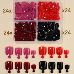 ZEEMIN 96pcs Mixed Short Square Fake Press on Toe Nails Solid Color French False Toe Tips Full Cover Acrylic Glossy Wearable Toenails-%