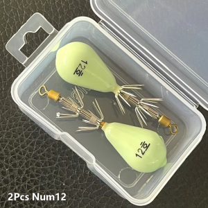 ADREE 2Pcs Hai lớp Móc câu mực Ánh sáng rực rỡ 10-Claw (Mười móng vuốt) Mồi câu mực bạch tuộc  42g 48g 60g 72g Móc câu mực hình giọt nước dành cho câu cá biển nước mặn