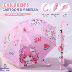 Cute Cartoon Kids Umbrella Auto Open Long Handle UV Protection Umbrella with Waterproof Sleeve