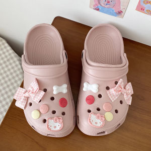 Free Shipping Cartoon Cute Bowknot Clogs For Women Summer Student Outdoor Wear Sweet Sandals EVA Two-Way Sandals