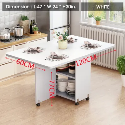COD-Upgraded High Quality Foldable Dining table Nordic Modern Minimalist Style Nordic Wooden Modern Home Study Office Extra Storage with Rotatable Wheels Dining Table Wood Desk