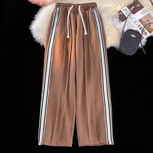 celana baggy pants pria celana korean style stripe sederhana kekinian celana casual gaya loose sport laki laki celana panjang stripe pria cokelat celana panjang pria kaki lebar celana gombrang pria celana longgar lurus pria abu-abu