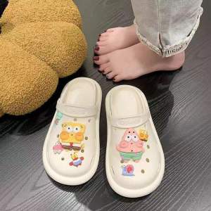 [Free Shipping] Cute Cartoon Clogs For Women Versatile 2026 Summer New Thick-Soled Two-Way Wear Closed-Toe Home Slippers For Women In Summer