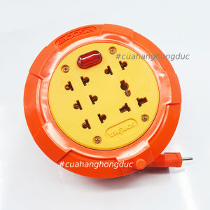 Ổ Cắm Điện Quay Cuộn Dây Tròn 5 Lỗ 2500W Có Công Tắc Dây Dài 4.5m 7.5m 9.5m SOPOKA Dòng R