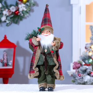 2026 NEW Santa Claus Standing Doll Set Christmas Decor Soft Plush Figurine with Metal Bells Xmas Home Ornament Gift Decoration