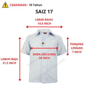 Baju Kemeja Putih Sekolah Kain Licin KOSHIBO Lengan Pendek School SHORT SLEEVES NILA BRAND BLACK CAT TAIPING BC002