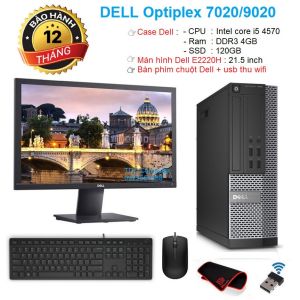 [Trả góp 0%]Bộ máy tính văn phòng Dell Optiplex 7020/9020 CPU intel core i5 4570 - core i3 4130/Ram 4gb/SSD 120gb. Màn hình Dell 22 inch. Tặng bàn phím chuột Dell