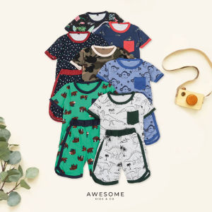 AWESOMEKIDS Setelan Pendek Piyama Baju Tidur Anak Kaos Karakter Motif Cowok Owen Boy Set 2-8th
