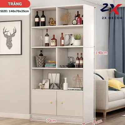 2X Decor - Tủ gỗ chữ U có ngăn tủ sách kệ đựng đồ có ngăn tầng trang trí phong cách hiện đại-2X040